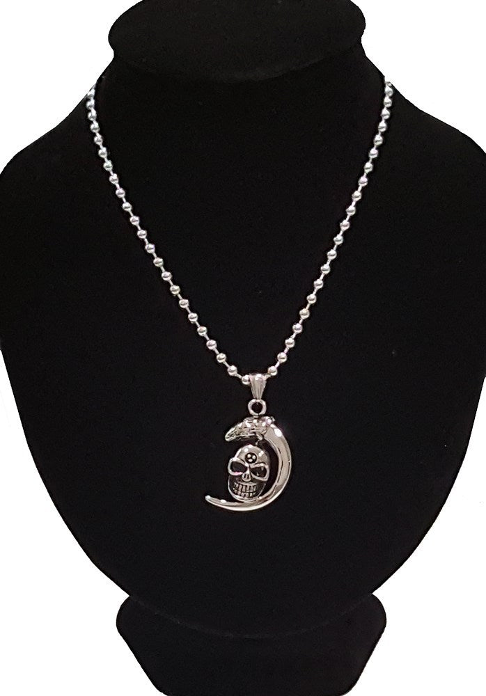 Men's Silver Stainless Steel Skull Pendant With Necklace Sp68 USA Seller