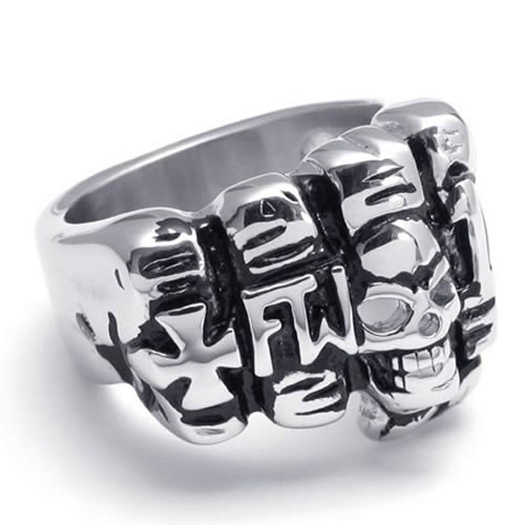 US Seller Men's Silver Stainless Steel Skull Biker Ring Sizes 7-15 HS27