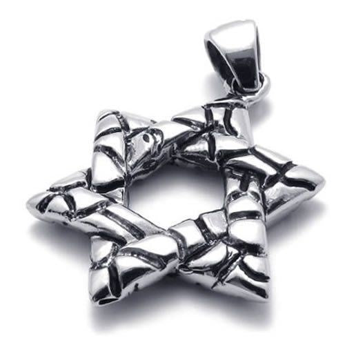 Men's Silver Stainless Steel star Pendant With Necklace Sp69 USA Seller
