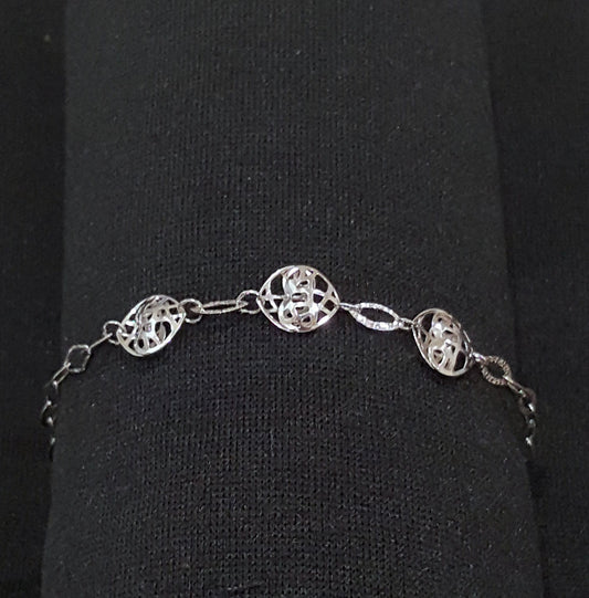 US Seller .925 Sterling Silver Overlapping Double Heart Charm Bracelet SY93