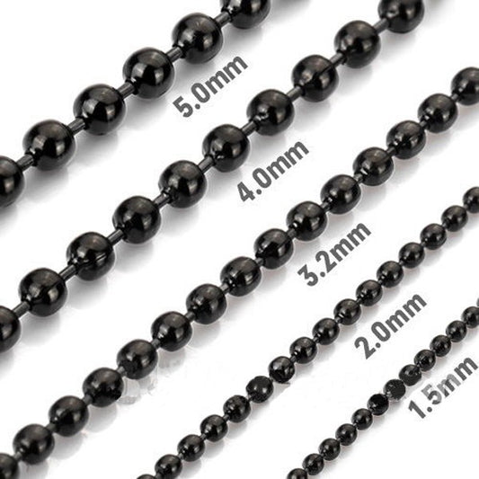 1.5mm-4.5mm 18"-40" Black Stainless Steel Bead Chain Necklace HN22 US Seller