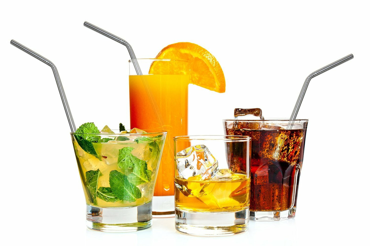 Reusable Stainless Steel Drinking Straws Metal Two Different Styles Multi Packs