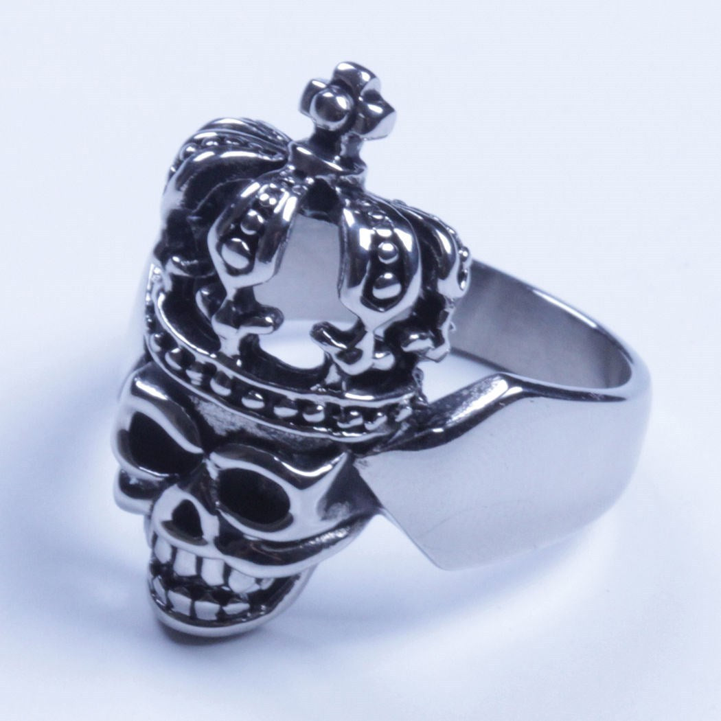 US Seller Men's Silver Stainless Steel Skull Biker Ring Sizes 7-15 HS27