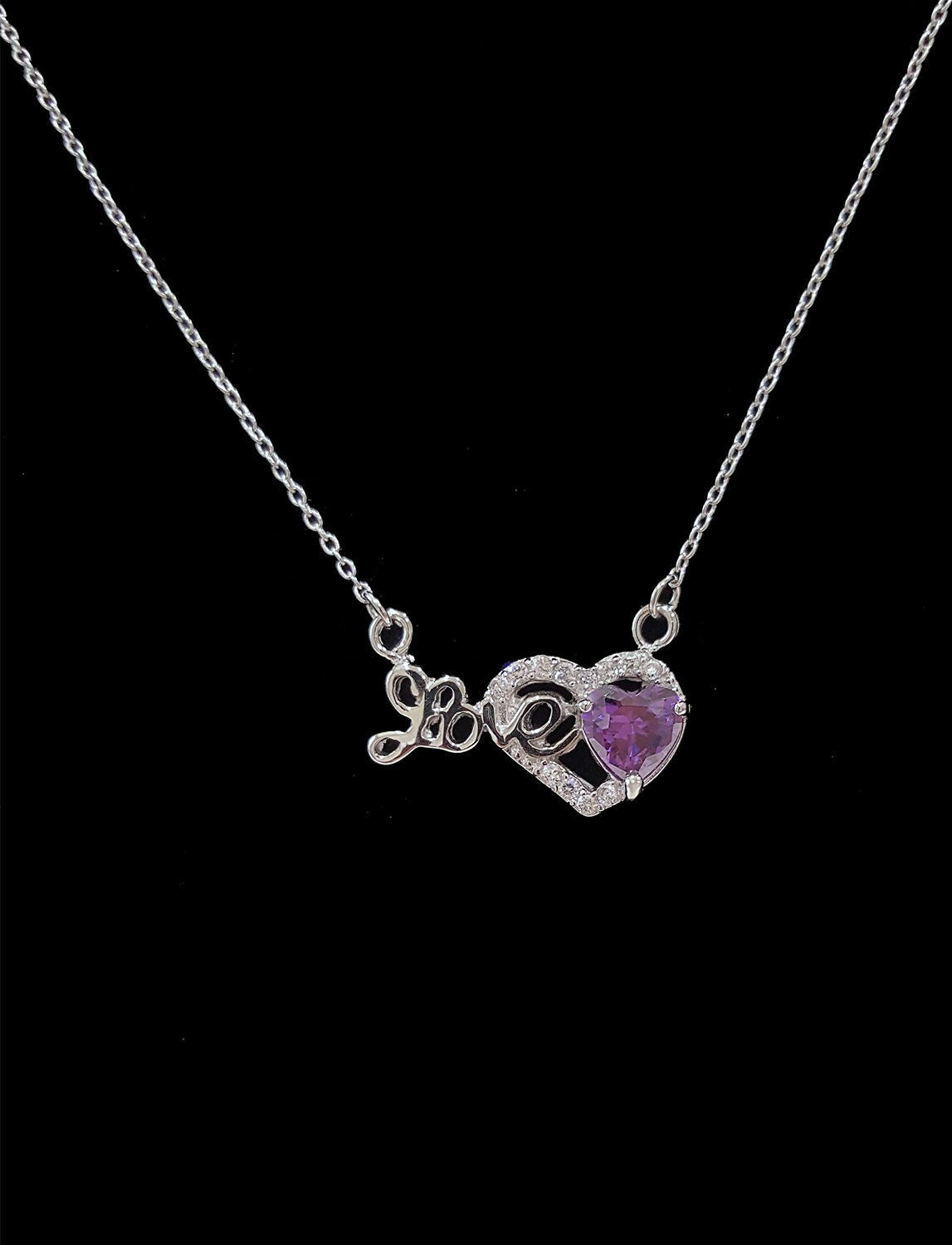 .925 Sterling Silver Love with Silver and Cubic Zirconia Heart Pendant SY87