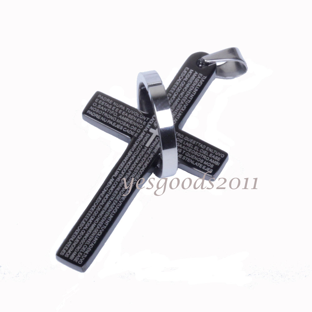 Men's Women's Stainless Steel Tone Cross Pendant With Necklace Sp16 USA Seller