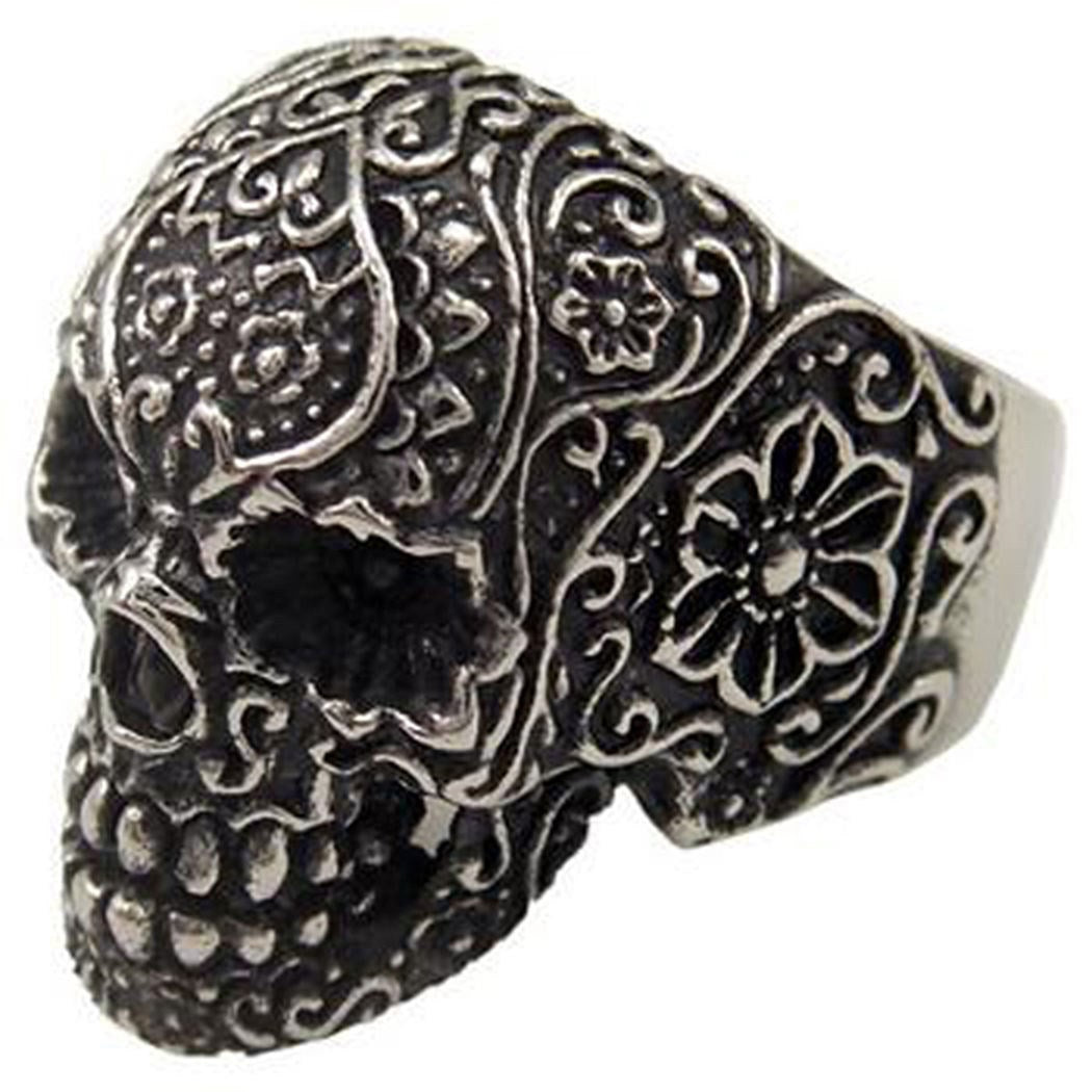 US Seller Men's Silver Stainless Steel Skull Biker Ring Sizes 7-15 HS27