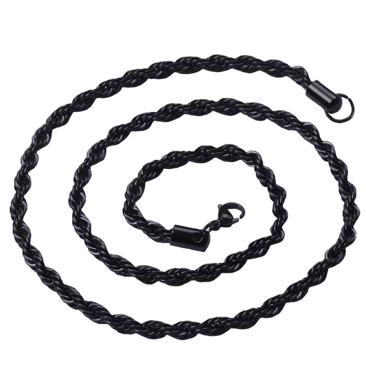 3mm 18"-40" Black Stainless Steel Rope Necklace Chain Sb91 USA Seller