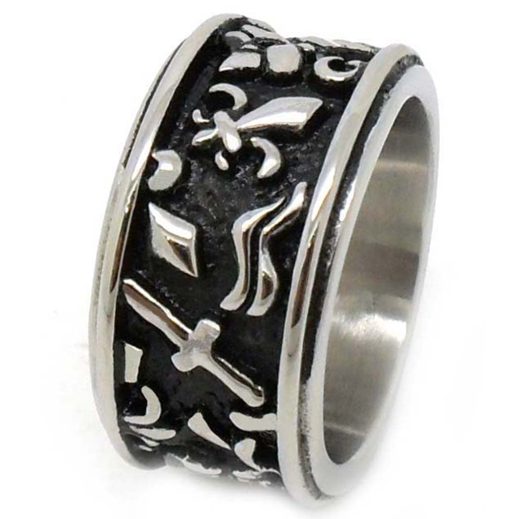 US Seller Men's Vintage Silver or Gold Stainless Steel Designed Band Ring HS29