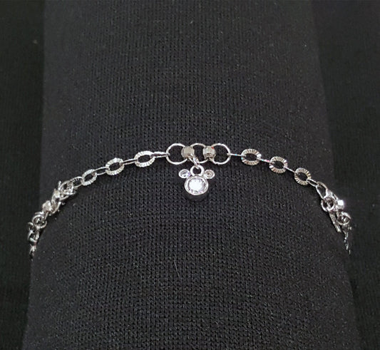 US Seller Genuine .925 Sterling Silver Charms and Cubic Zirconia Bracelet SY95