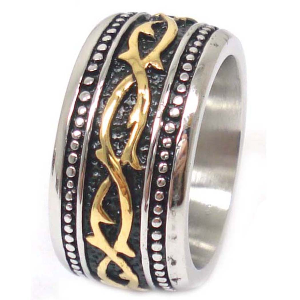 US Seller Men's Vintage Silver or Gold Stainless Steel Designed Band Ring HS29