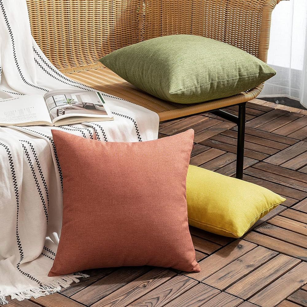 Pack of 1 Solid Color Outdoor Waterproof Throw Pillow Square 18"x18" or Rectangle 12"x20"