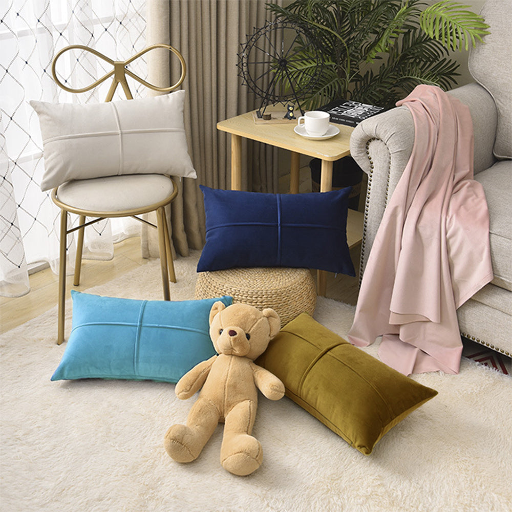 Decorative throw pillow blue 12x20  with insert by fancy & stacy