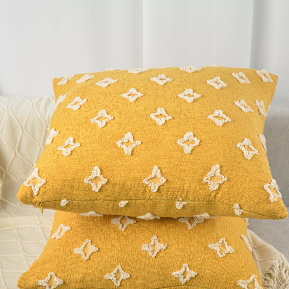 20x20 yellow throw pillow with 450g insert by fancy & stacy