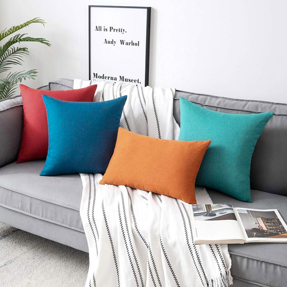 Pack of 1 Solid Color Outdoor Waterproof Throw Pillow Square 18"x18" or Rectangle 12"x20"