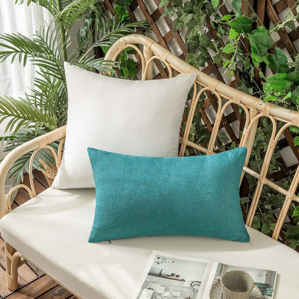 Pack of 1 Solid Color Outdoor Waterproof Throw Pillow Square 18"x18" or Rectangle 12"x20"