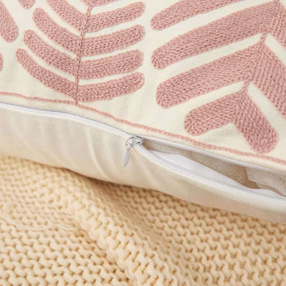 Textured Cotton Blend leaf tropical design Throw Pillow (With insert) size 18"x18"