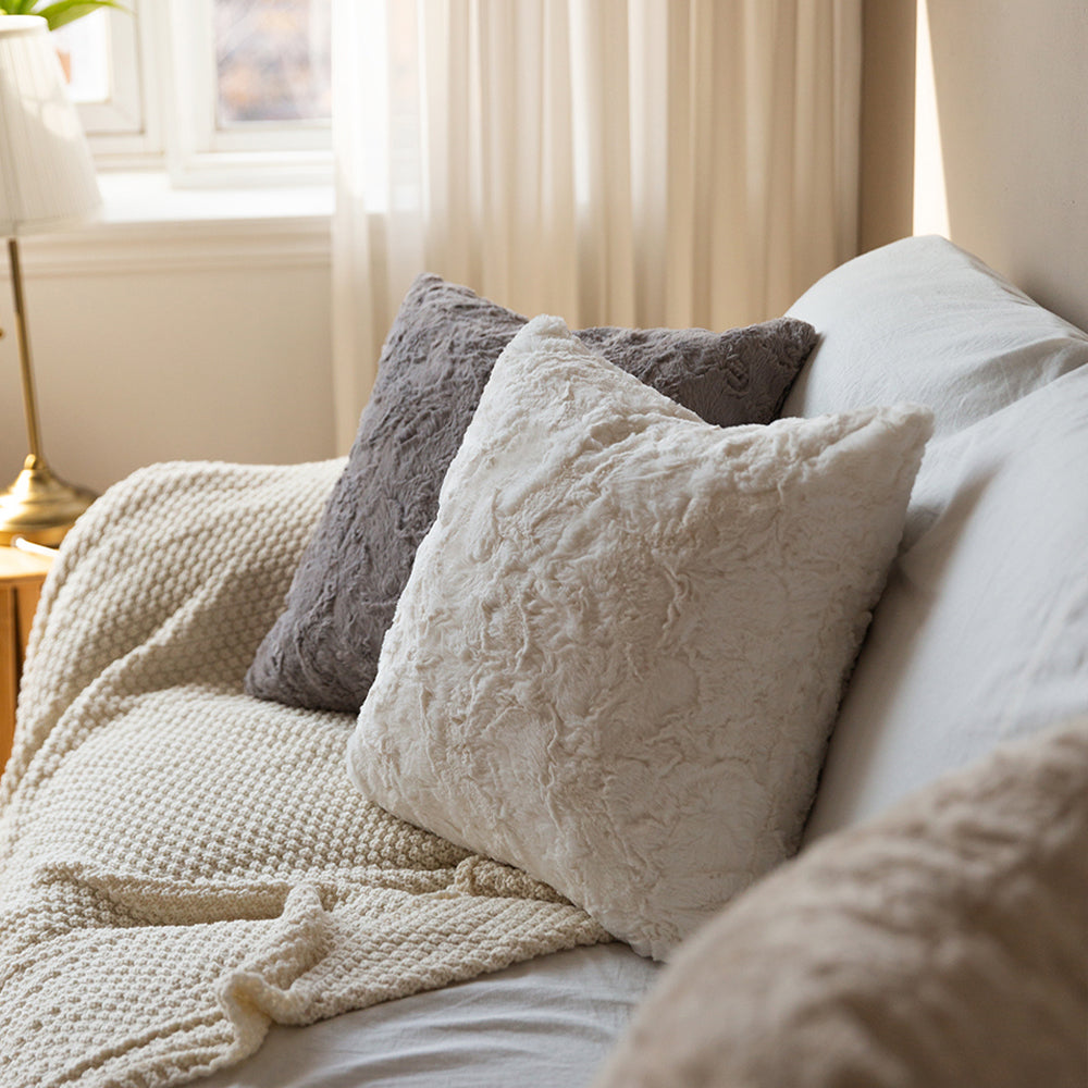 2-piece fur decorative pillow bundle by fancy & stacy