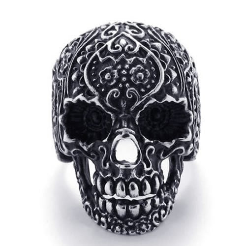 USA Seller Men's Silver Stainless Steel Skull Biker Ring Size 8-14 SR43