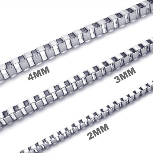 1.4mm- 4mm 16"-40" Silver Stainless Steel Box Necklace Chain HN2 USA Seller