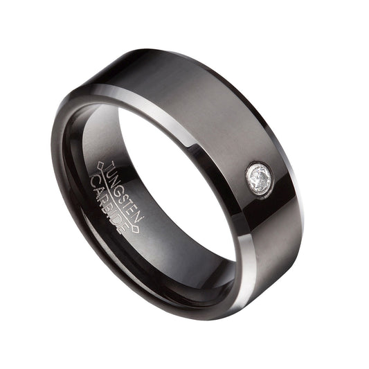 Black Tungsten Carbide 8mm Smooth wedding Band Ring Size 8-13 Half Size TG42