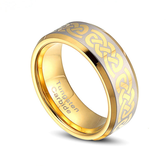 Tungsten Carbide Men's 8mm Gold Knot wedding Band Ring Size 9-14 TG011