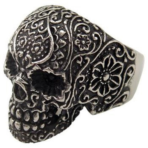 USA Seller Men's Silver Stainless Steel Skull Biker Ring Size 8-14 SR43