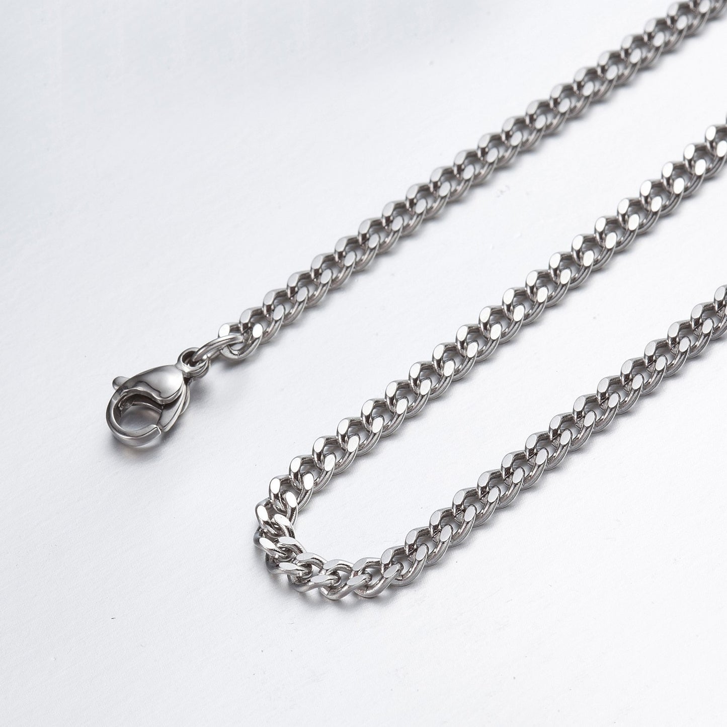 3.8mm 10"-100" Silver Stainless Steel Curb Necklace Chain Sb14 USA Seller