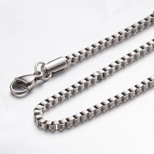 2.4mm 16"-40" Silver Stainless Steel Box Necklace Chain Sb80 USA Seller