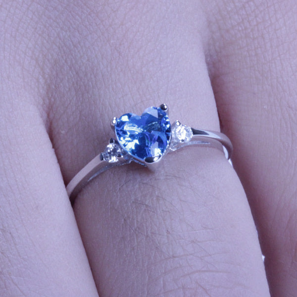 Sterling Silver Heart Love CZ Rings Rhodium Finish Bands Solid 925 Italy Sy80