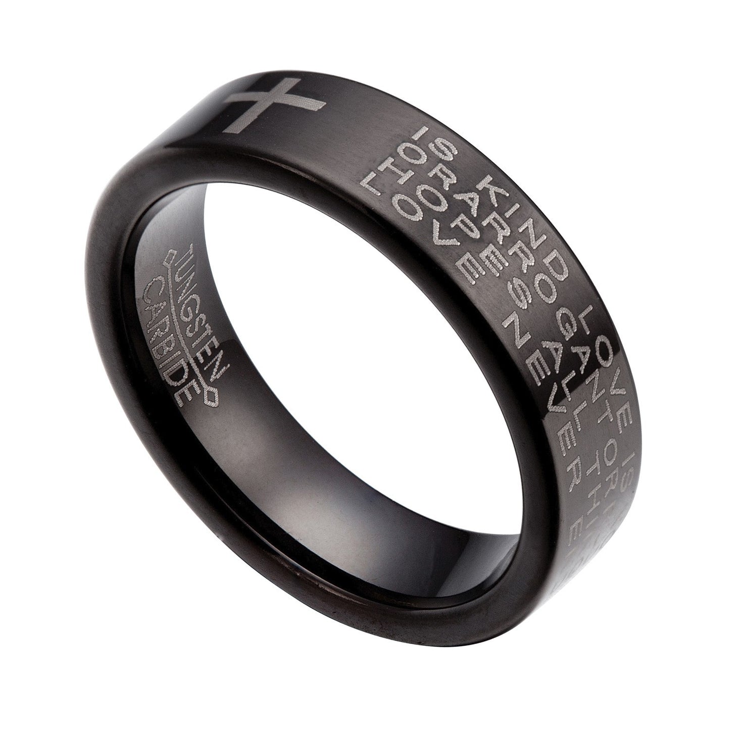 Black Tungsten Carbide 6mm Holy Bible Plain Rings Size 6-12 TG031