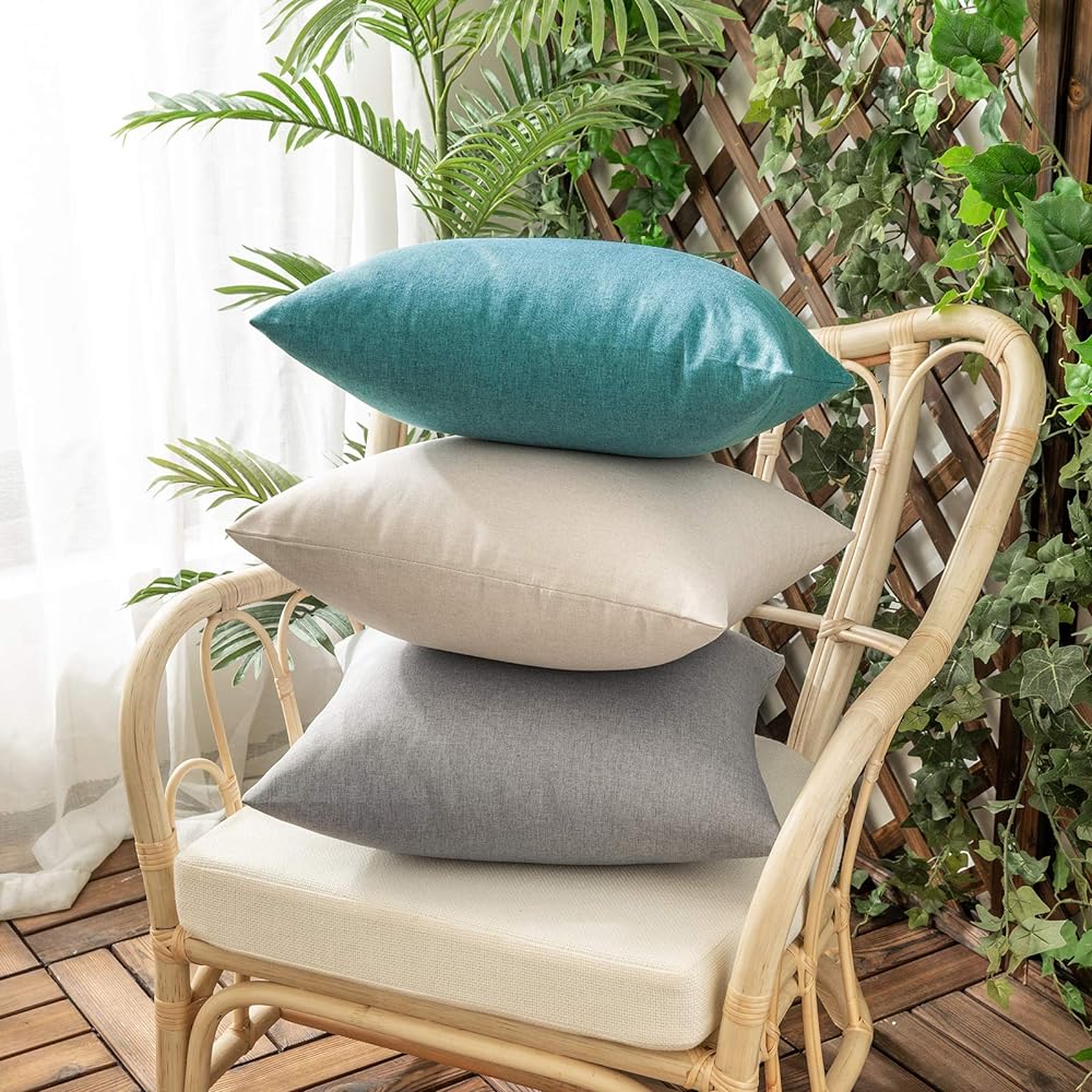 Pack of 1 Solid Color Outdoor Waterproof Throw Pillow Square 18"x18" or Rectangle 12"x20"