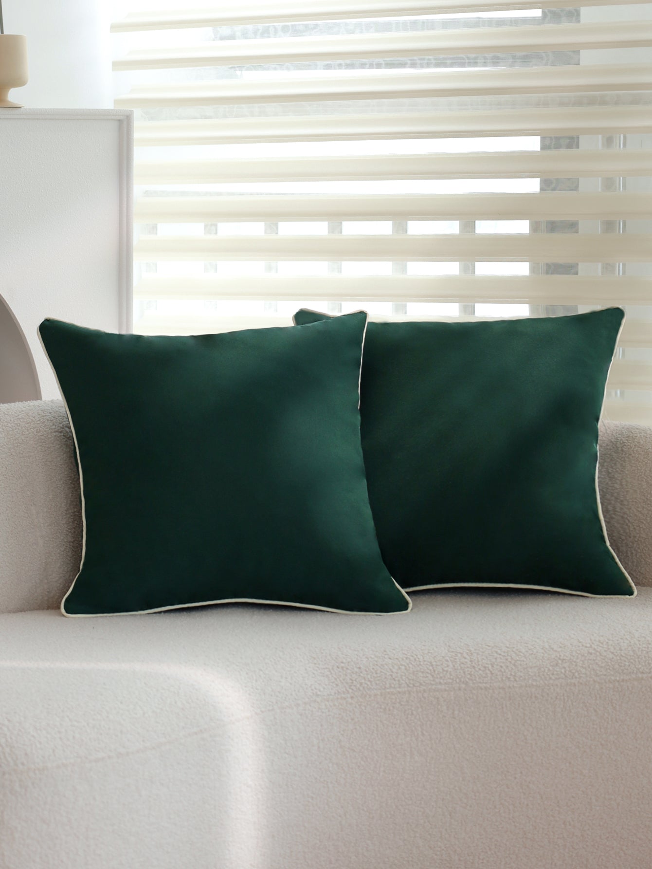 Solid Color Outdoor Waterproof solid-color decorative throw pillow collection with contrasting ivory piping pack of 1