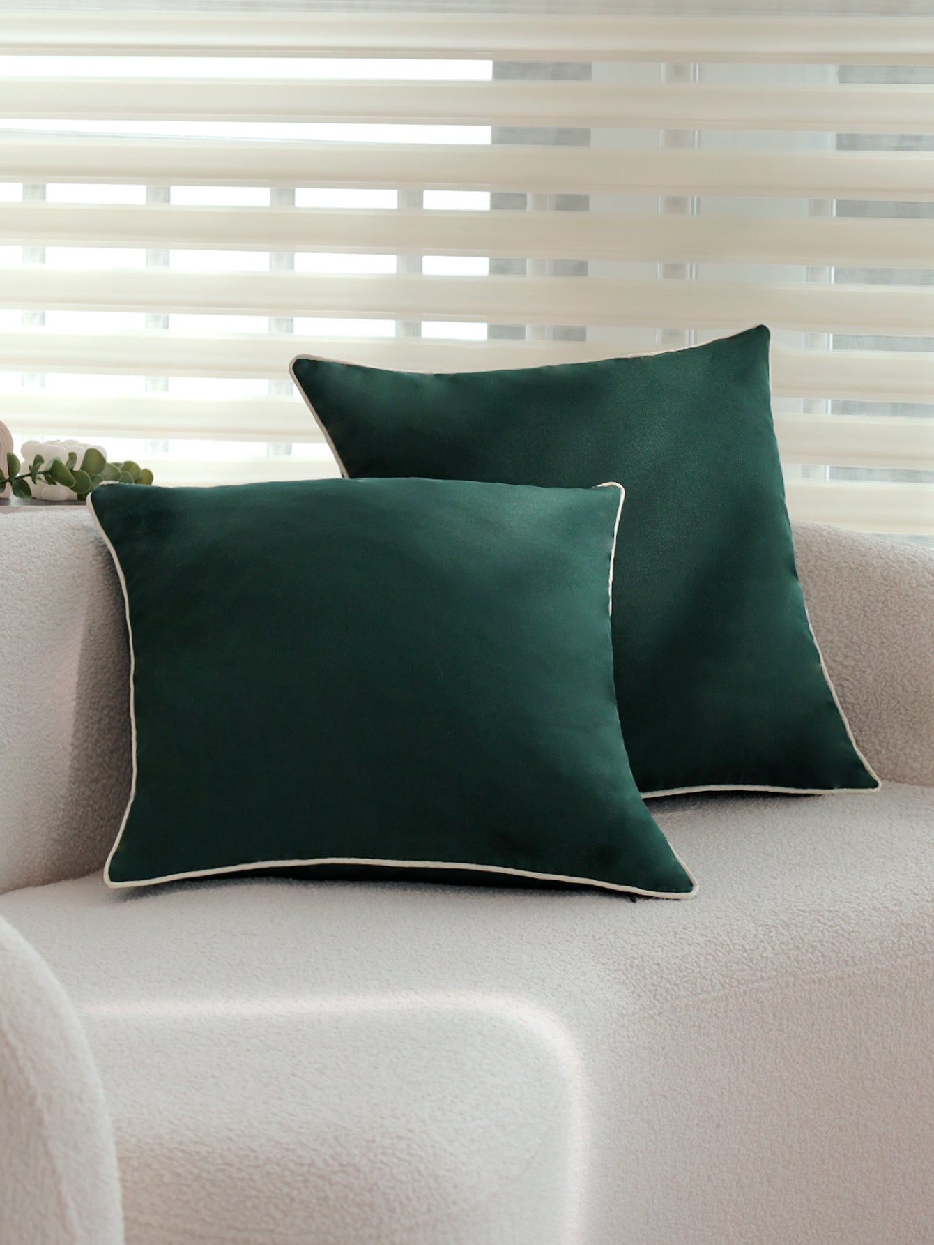 Solid Color Outdoor Waterproof solid-color decorative throw pillow collection with contrasting ivory piping pack of 1