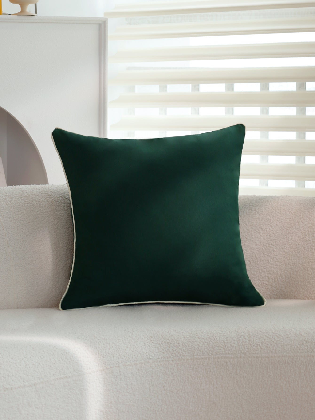 Solid Color Outdoor Waterproof solid-color decorative throw pillow collection with contrasting ivory piping pack of 1