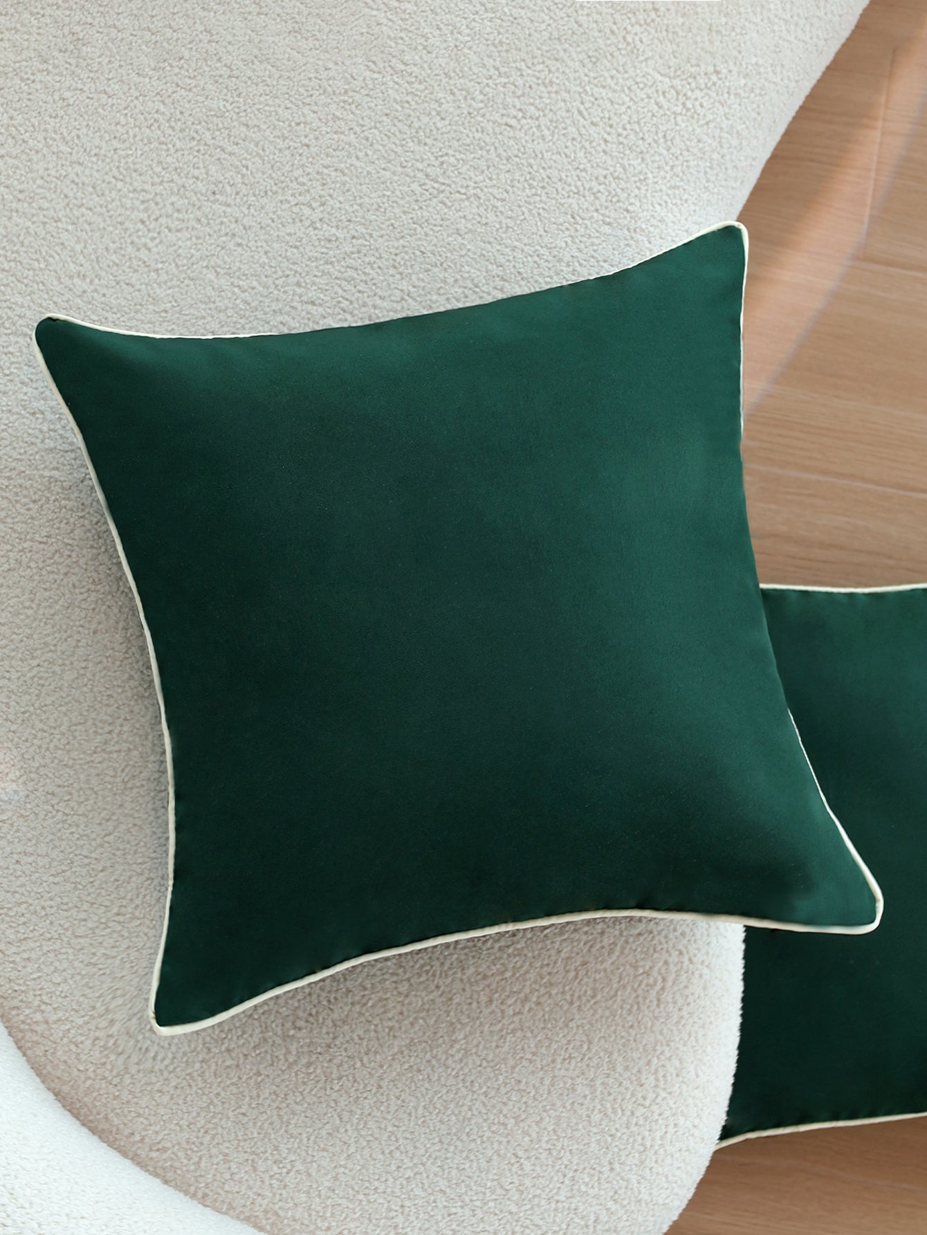 Solid Color Outdoor Waterproof solid-color decorative throw pillow collection with contrasting ivory piping pack of 1
