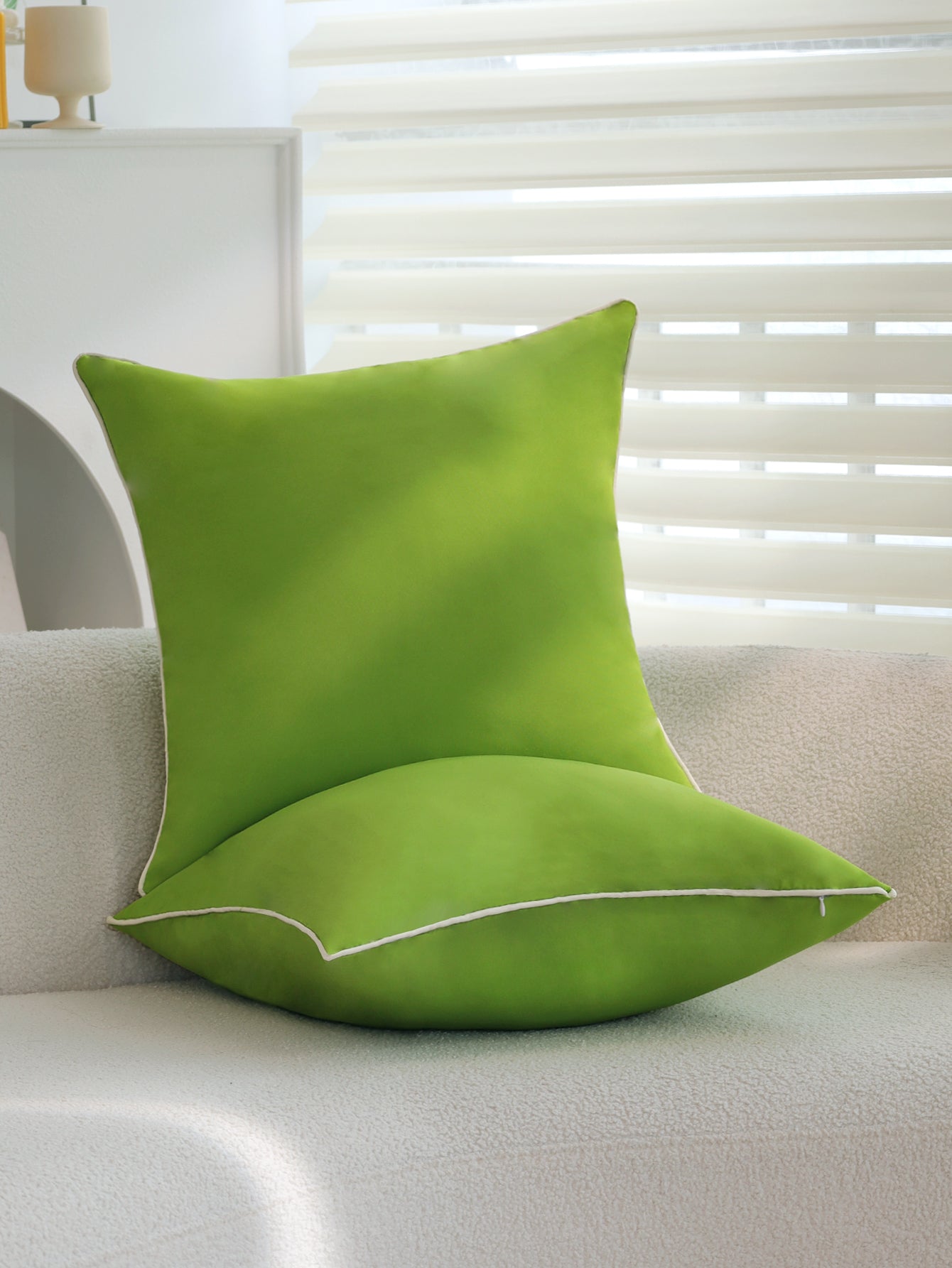 Solid Color Outdoor Waterproof solid-color decorative throw pillow collection with contrasting ivory piping pack of 1