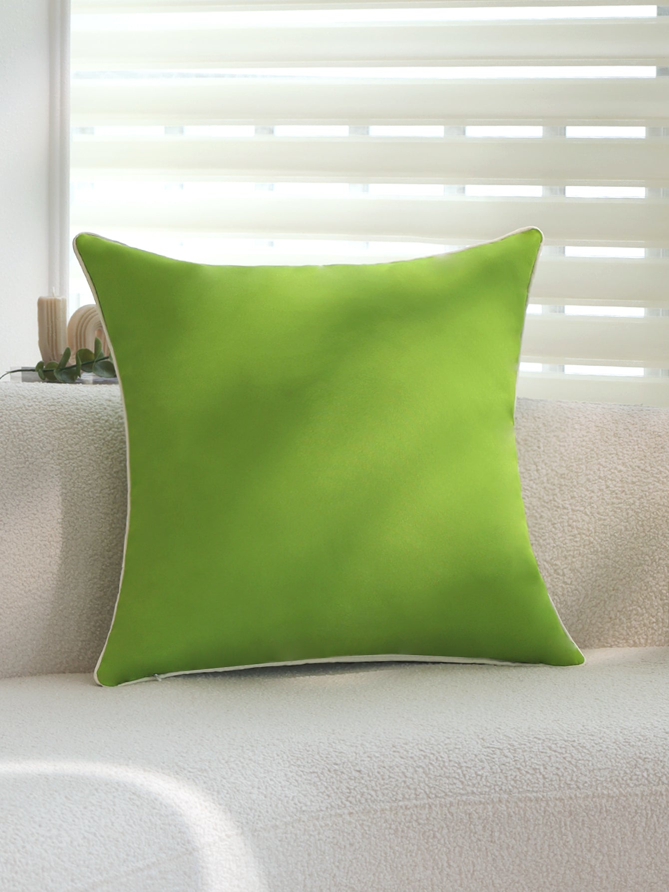 Solid Color Outdoor Waterproof solid-color decorative throw pillow collection with contrasting ivory piping pack of 1