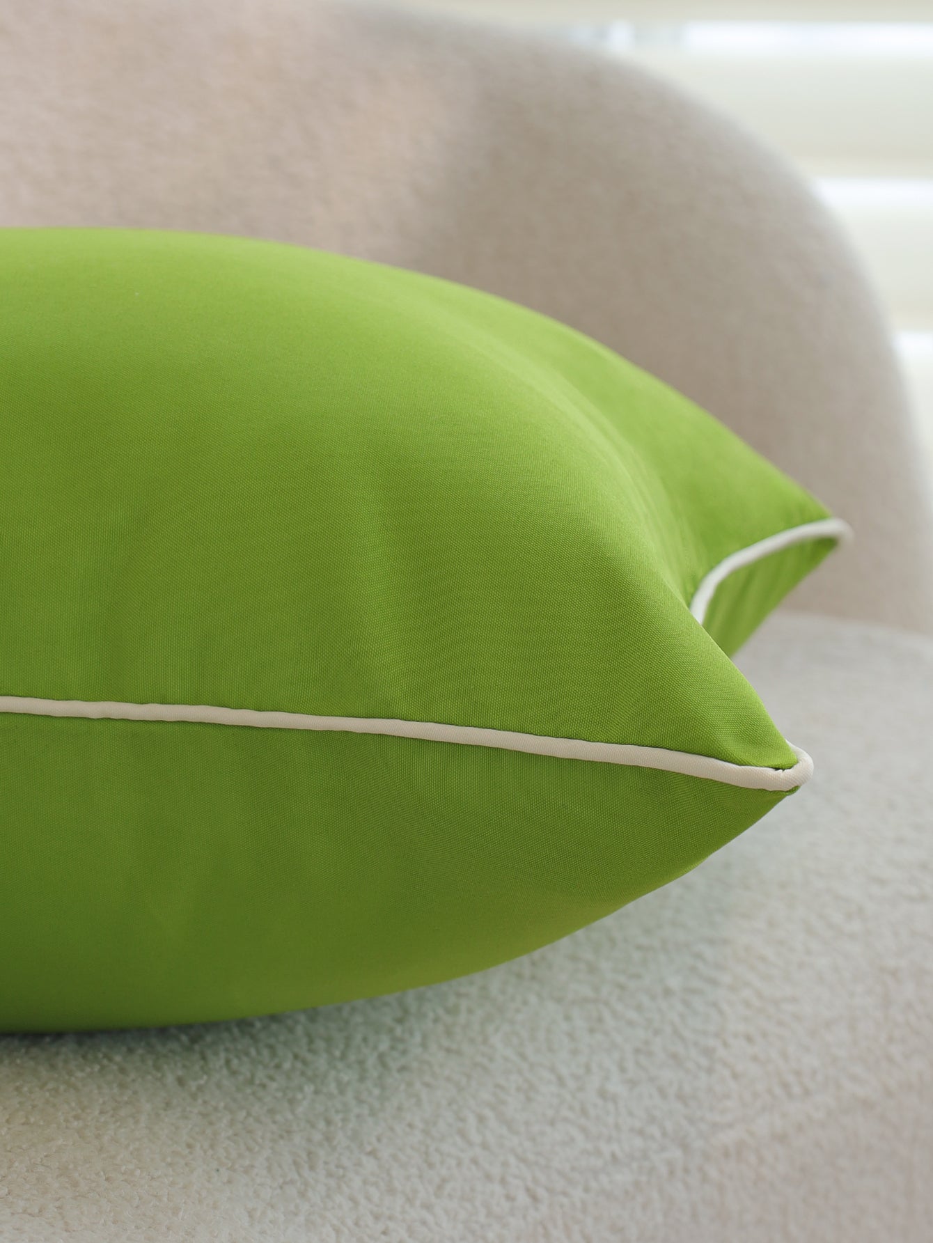 Solid Color Outdoor Waterproof solid-color decorative throw pillow collection with contrasting ivory piping pack of 1