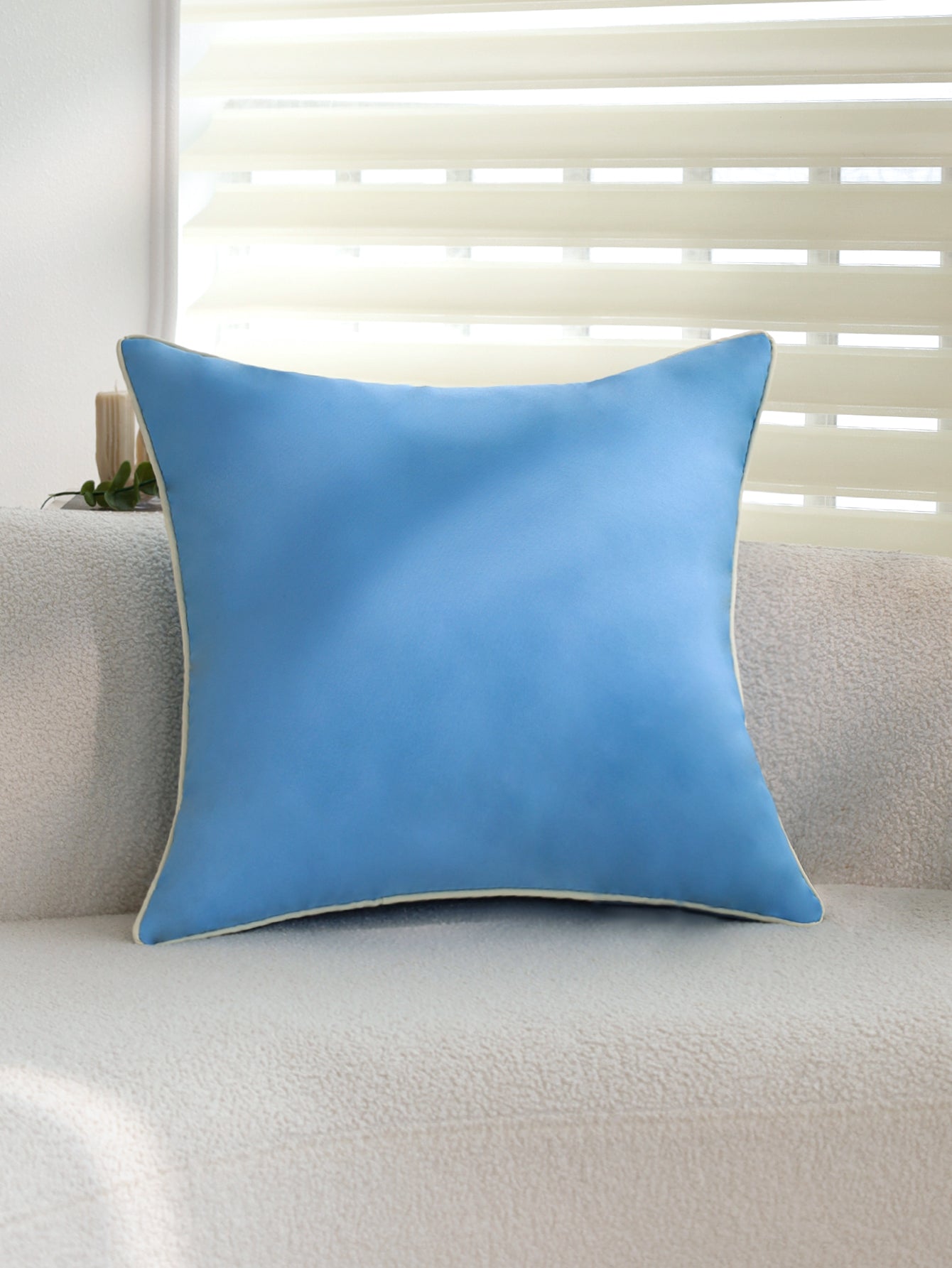 Solid Color Outdoor Waterproof solid-color decorative throw pillow collection with contrasting ivory piping pack of 1