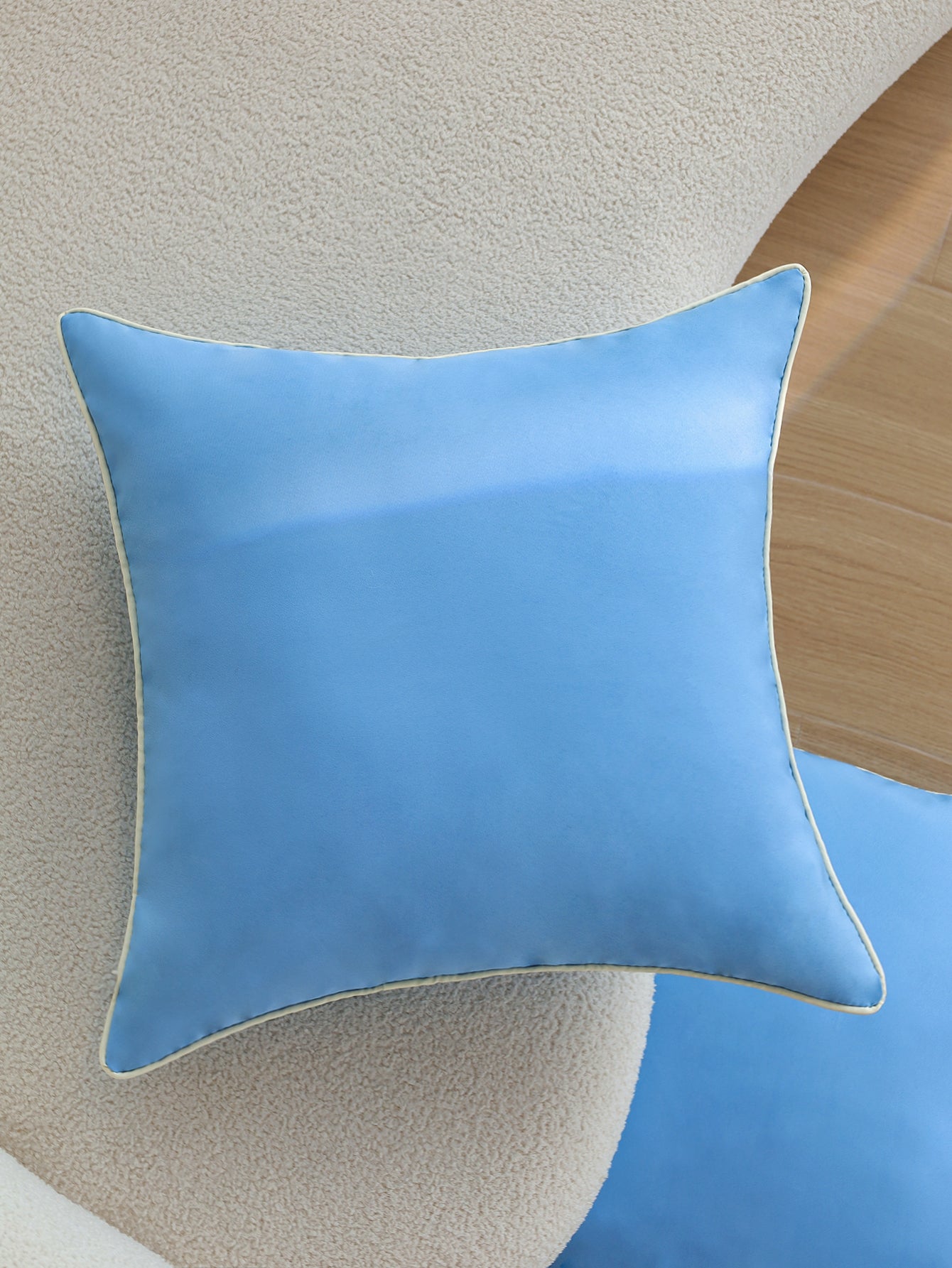 Solid Color Outdoor Waterproof solid-color decorative throw pillow collection with contrasting ivory piping pack of 1