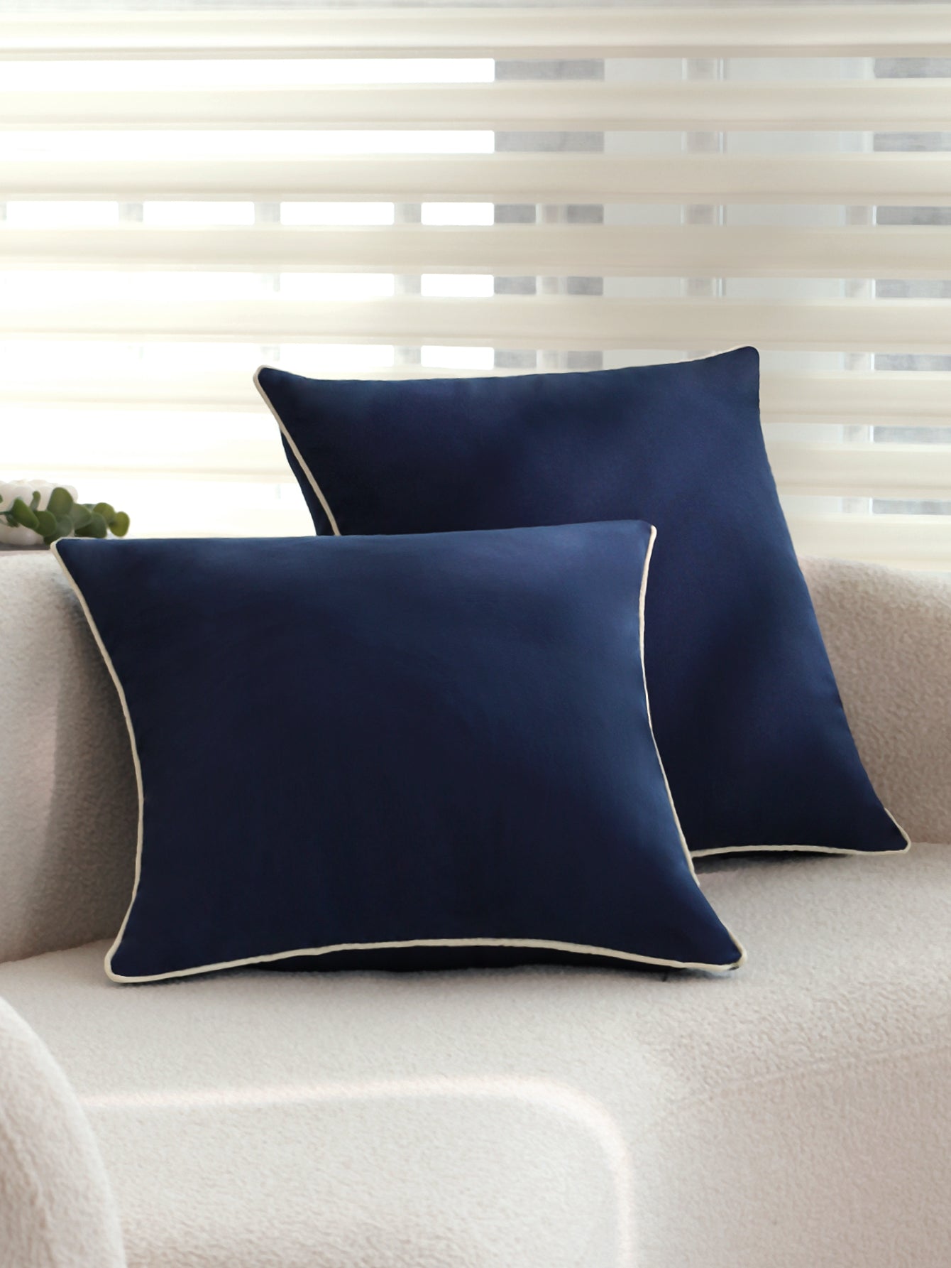 Solid Color Outdoor Waterproof solid-color decorative throw pillow collection with contrasting ivory piping pack of 1