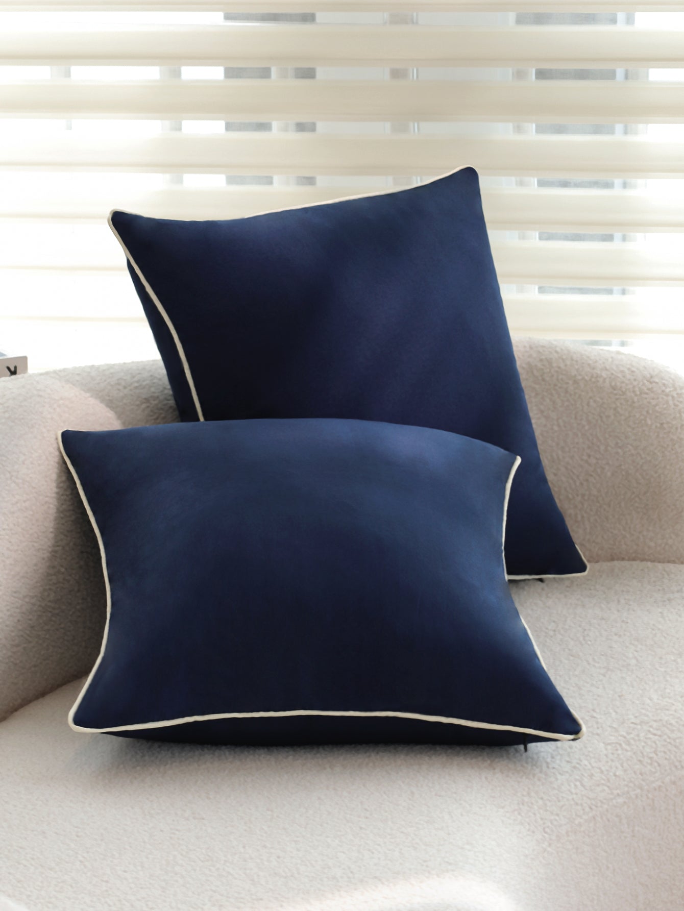 Solid Color Outdoor Waterproof solid-color decorative throw pillow collection with contrasting ivory piping pack of 1