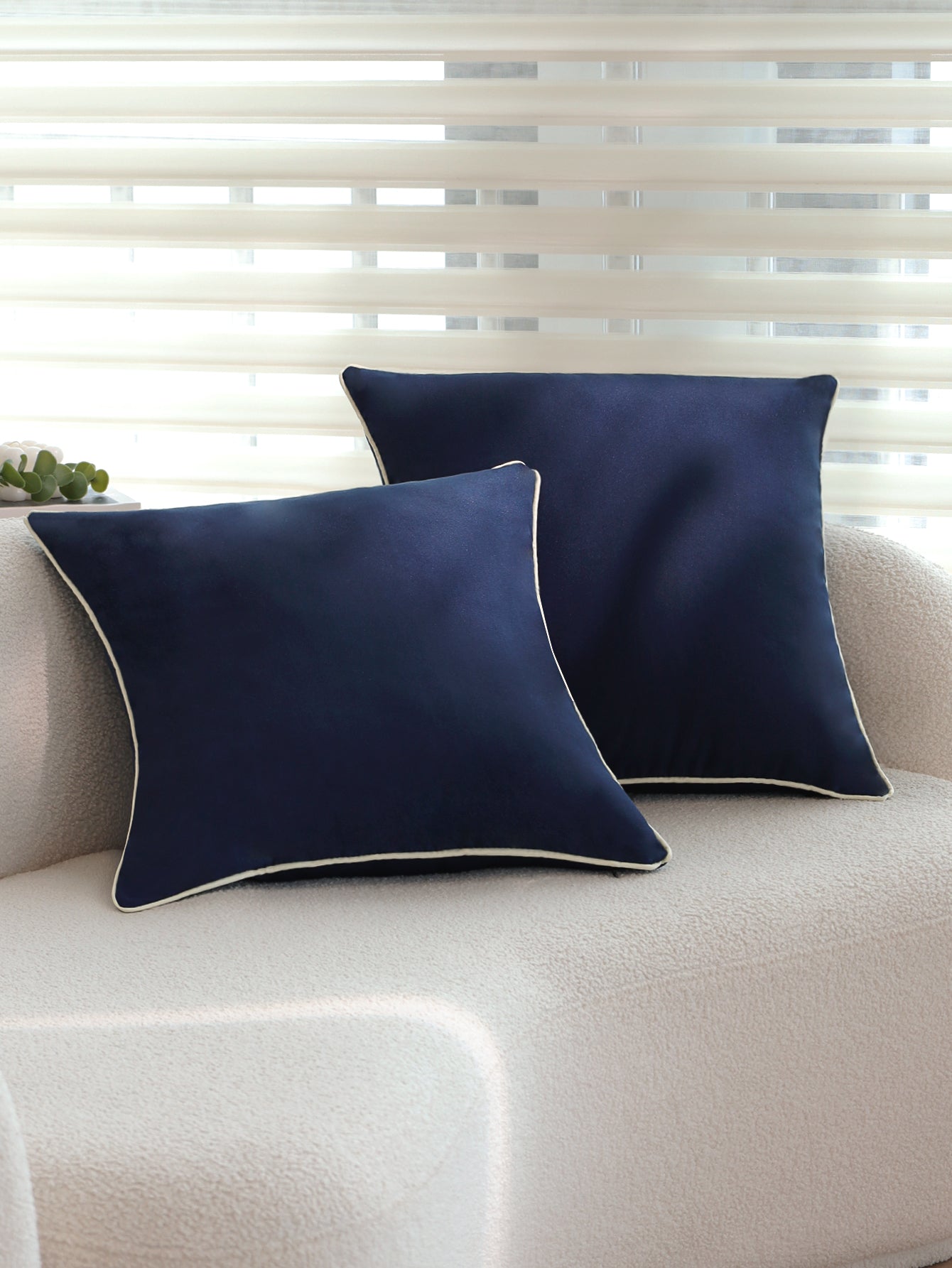 Solid Color Outdoor Waterproof solid-color decorative throw pillow collection with contrasting ivory piping pack of 1