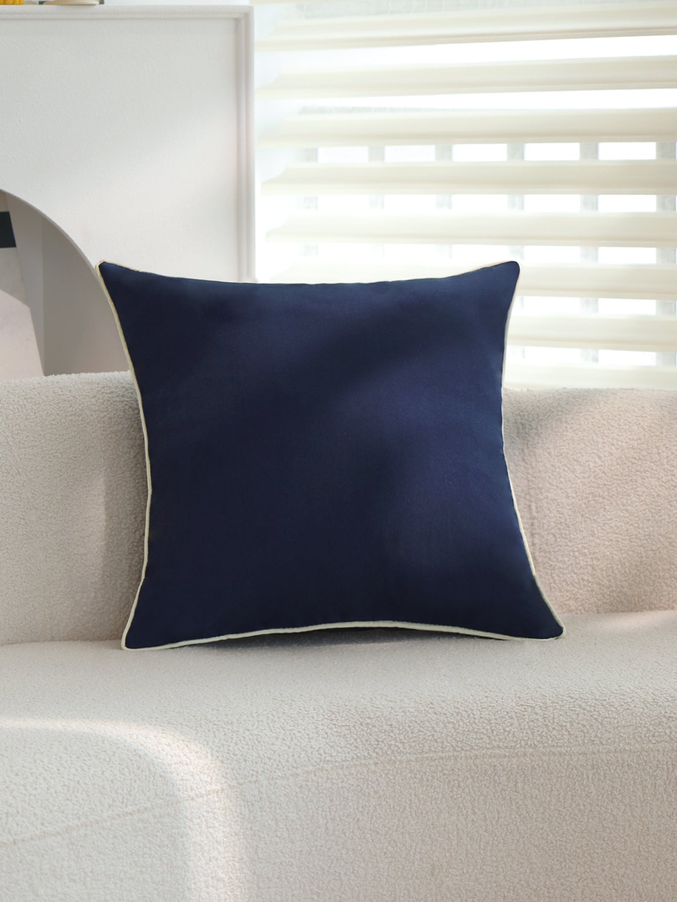 Solid Color Outdoor Waterproof solid-color decorative throw pillow collection with contrasting ivory piping pack of 1