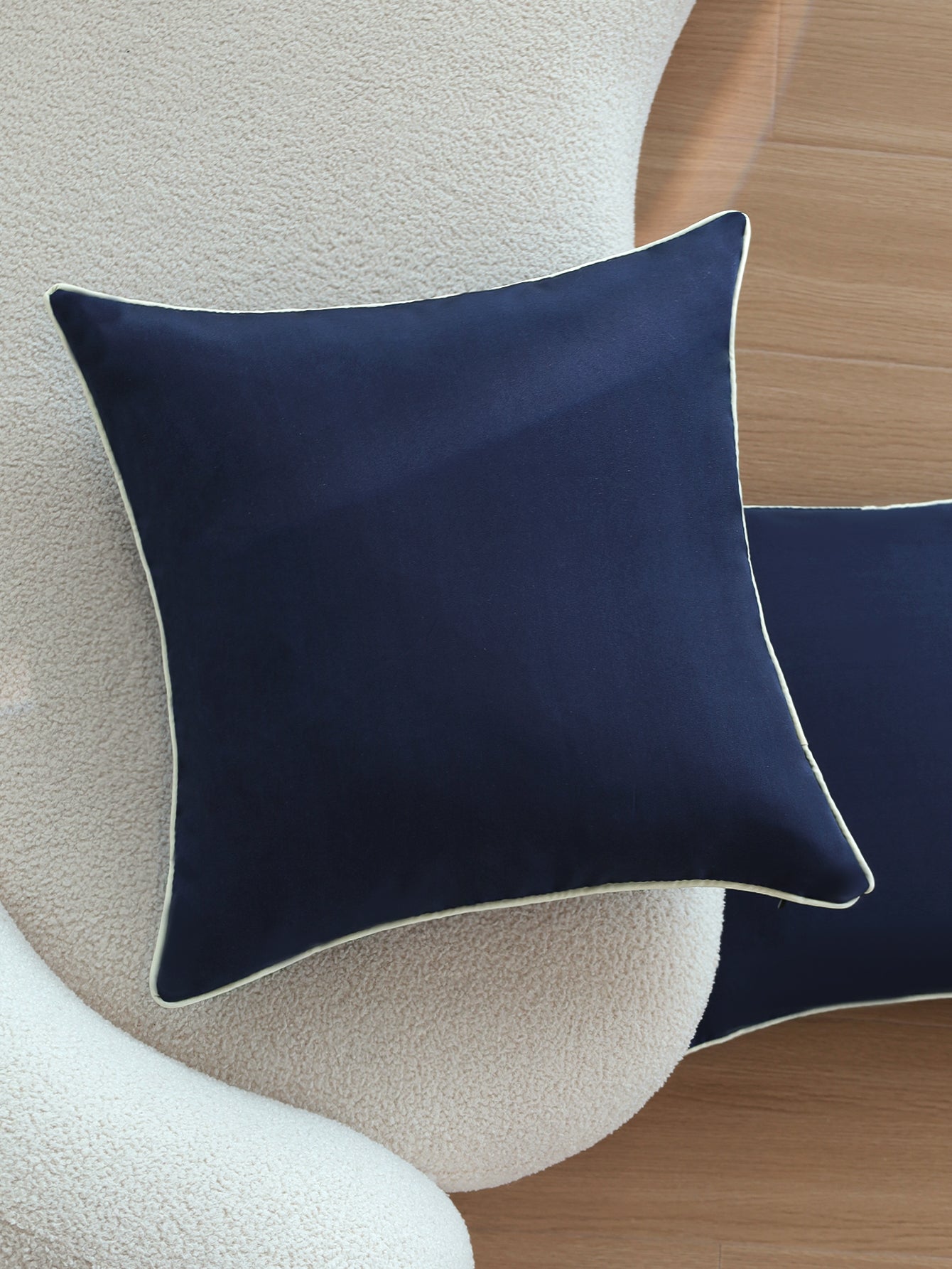 Solid Color Outdoor Waterproof solid-color decorative throw pillow collection with contrasting ivory piping pack of 1
