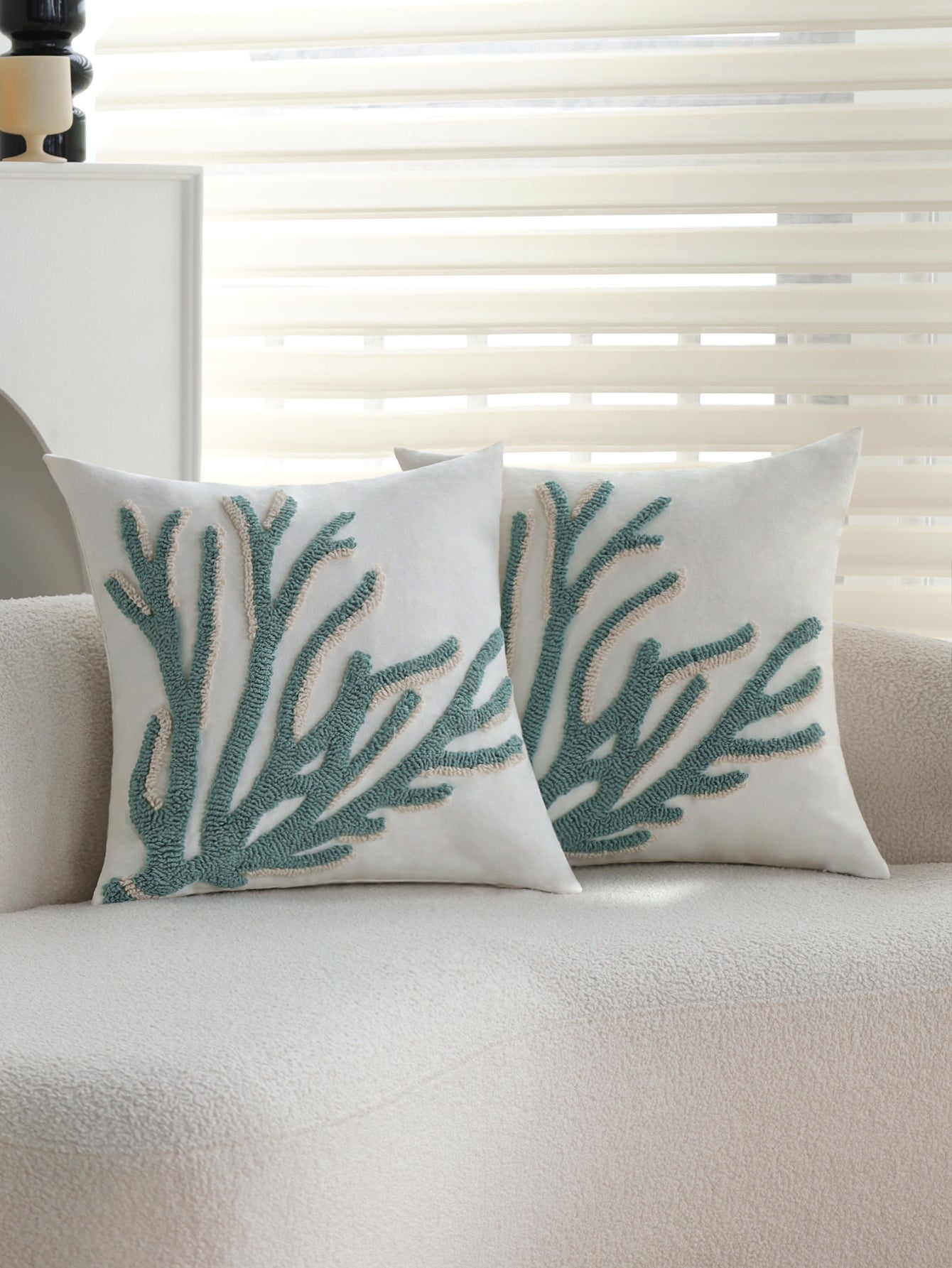 Coastal Tufted Throw Pillow Cover with insert  Textured Decorative Accent Pillow 18"x18" pack of 1