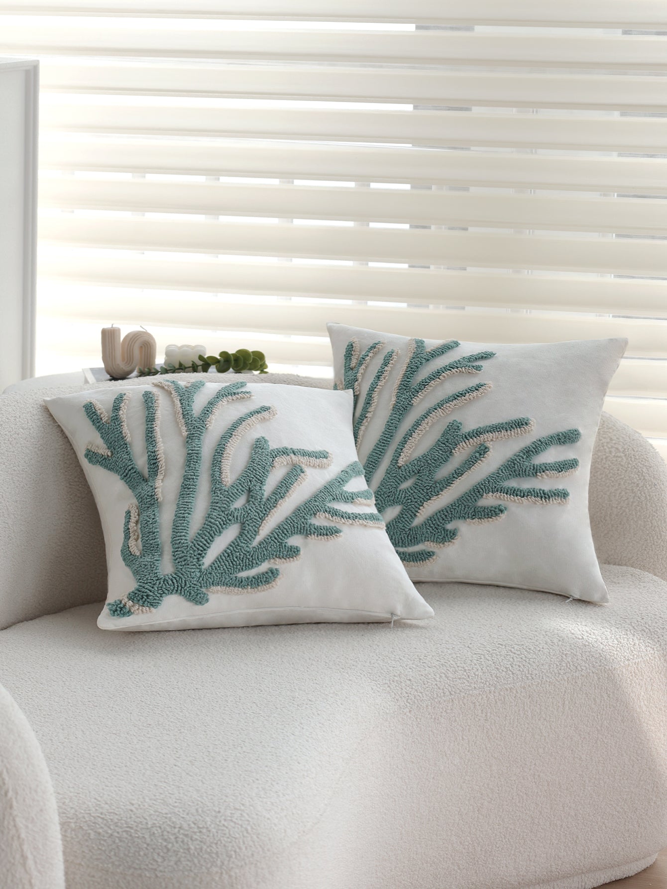 Coastal Tufted Throw Pillow Cover with insert  Textured Decorative Accent Pillow 18"x18" pack of 1