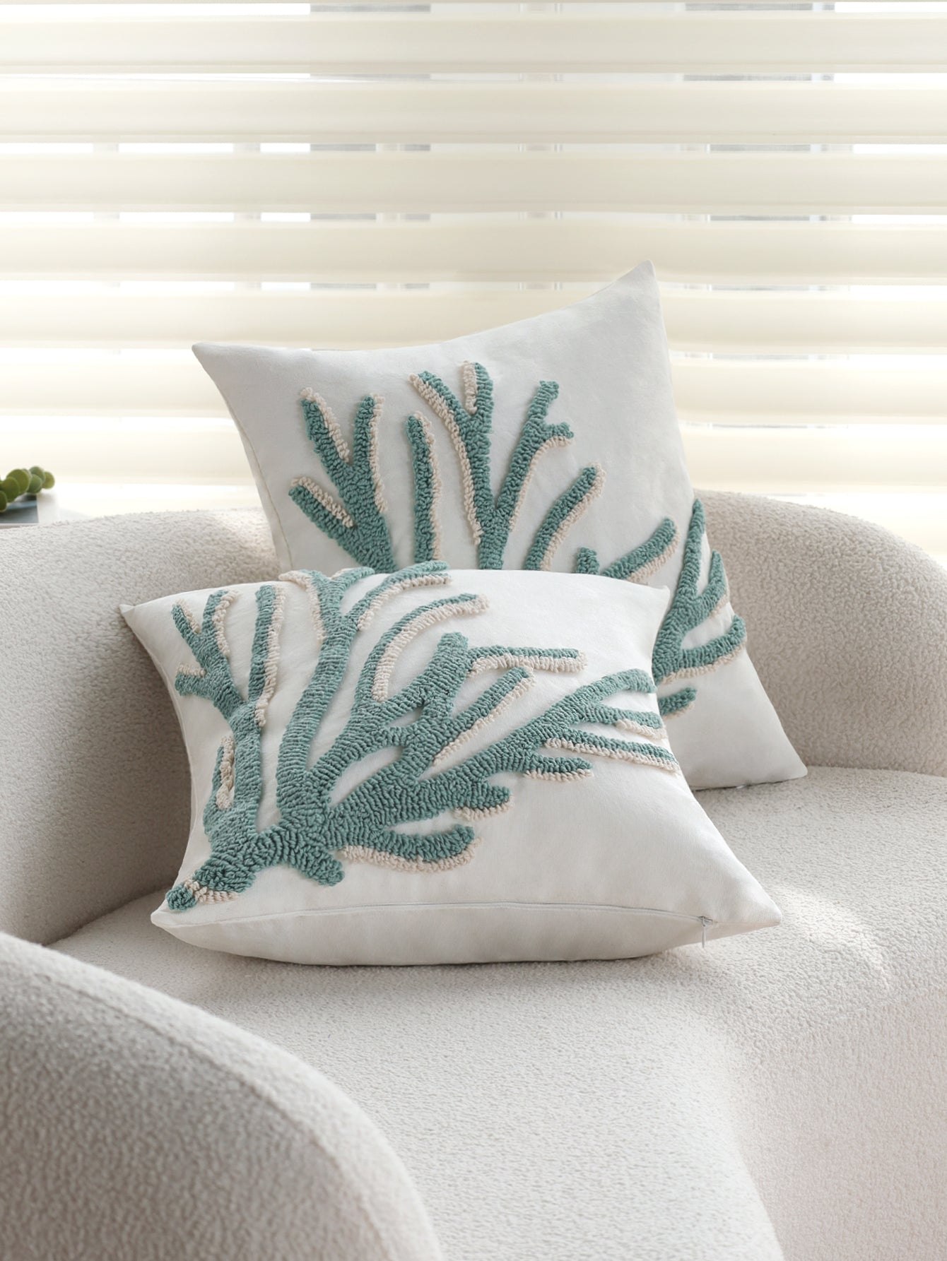 Coastal Tufted Throw Pillow Cover with insert  Textured Decorative Accent Pillow 18"x18" pack of 1