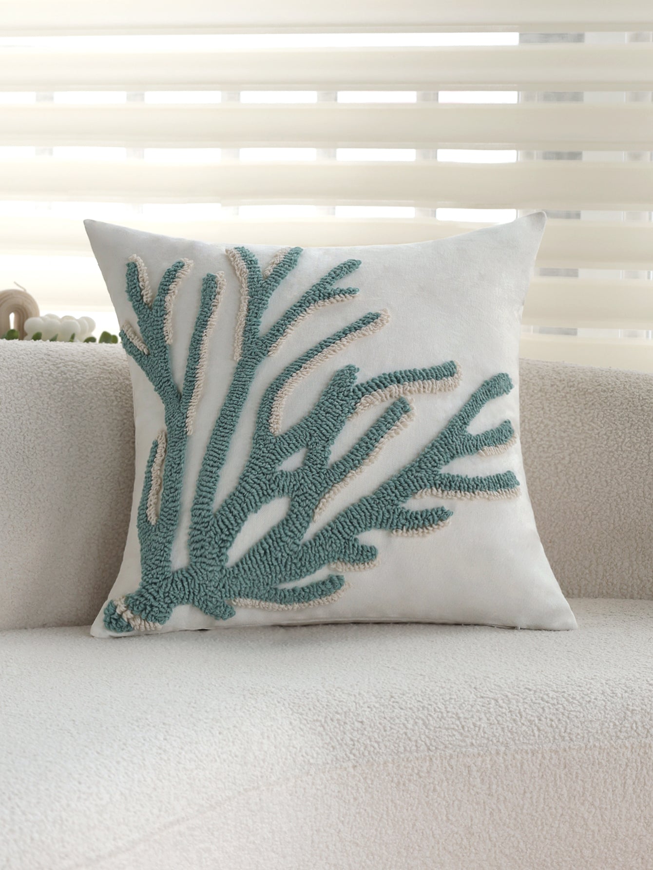 Coastal Tufted Throw Pillow Cover with insert  Textured Decorative Accent Pillow 18"x18" pack of 1
