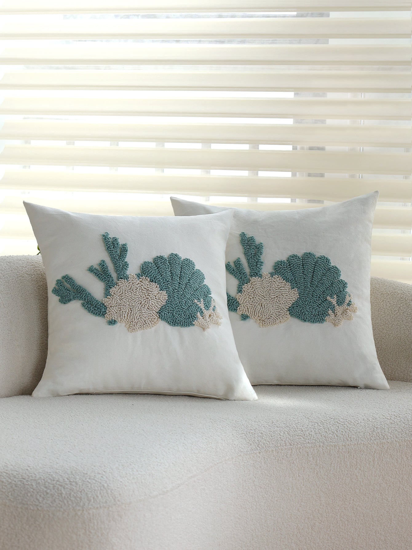 Coastal Tufted Throw Pillow Cover with insert  Textured Decorative Accent Pillow 18"x18" pack of 1